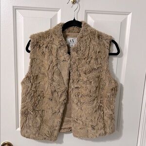 Armani Exchange Faux Fur Vest in Tan